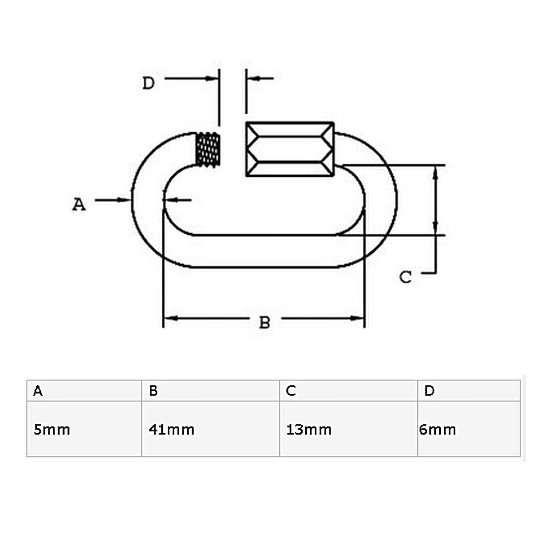 Harfington 5mm Thickness 304 Stainless Steel Quick Oval Screwlock Link Lock Carabiner 4 Pcs