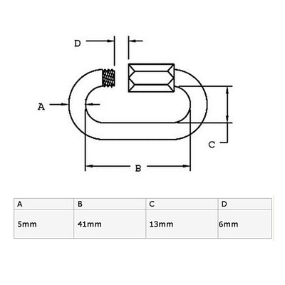 Harfington 5mm Thickness 304 Stainless Steel Quick Oval Screwlock Link Lock Carabiner 4 Pcs