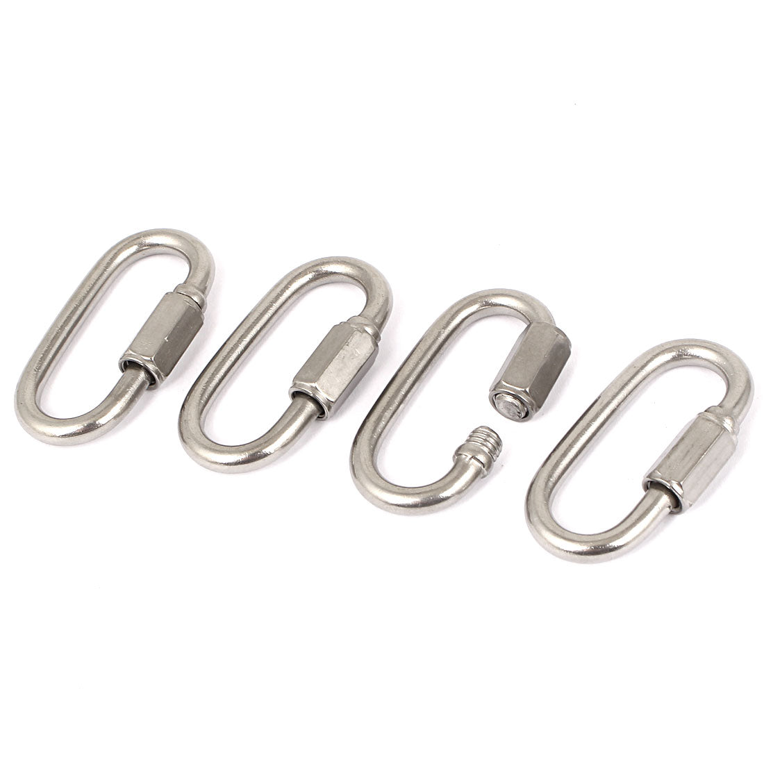 Harfington 5mm Thickness 304 Stainless Steel Quick Oval Screwlock Link Lock Carabiner 4 Pcs