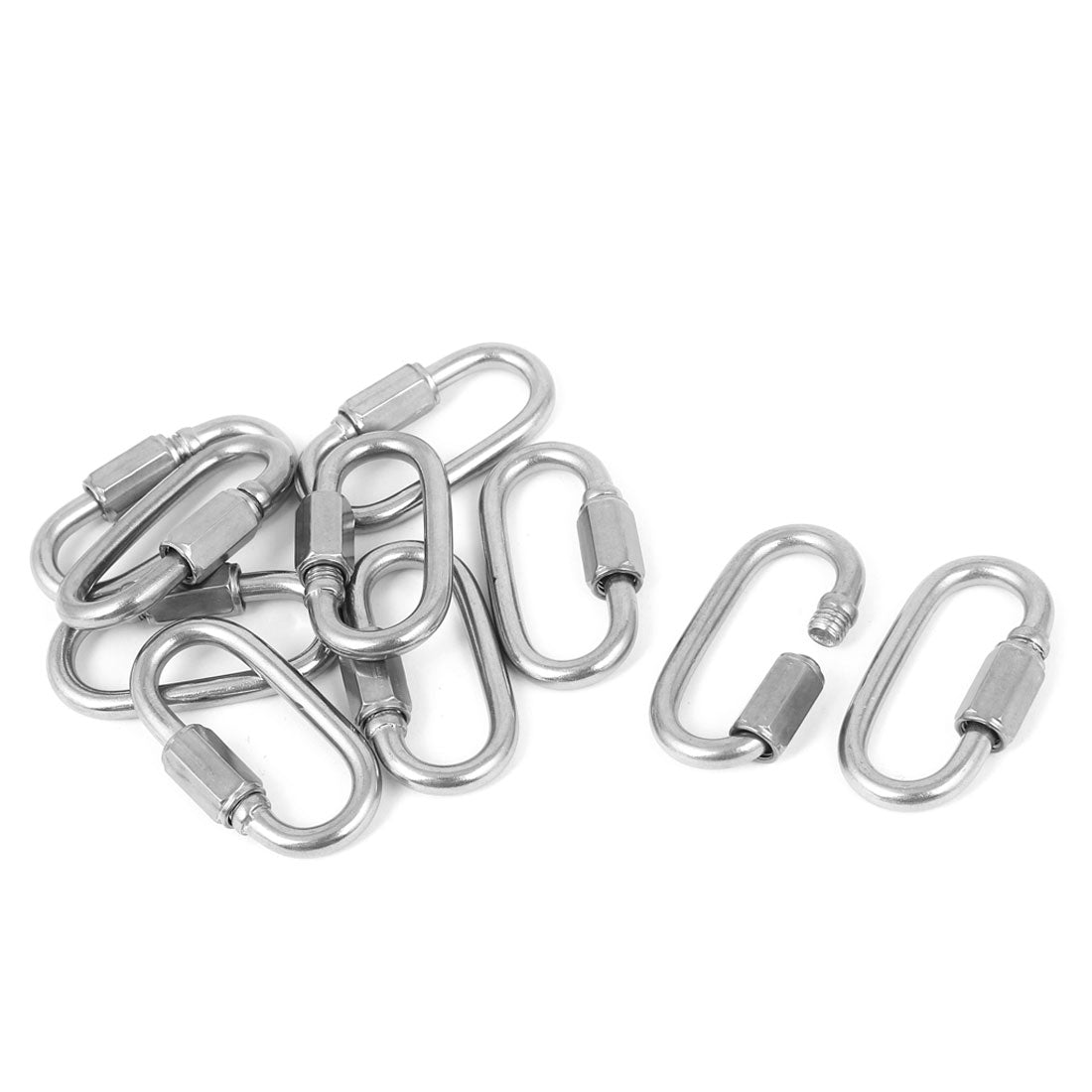 Harfington 5mm Thickness 304 Stainless Steel Quick Oval Screwlock Link Lock Carabiner 10 Pcs