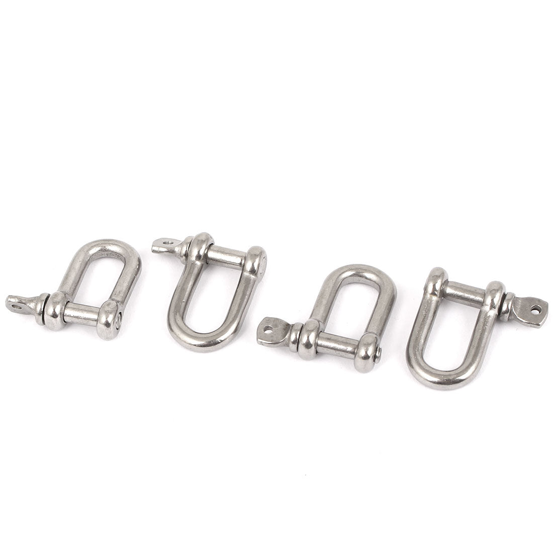 Harfington Stainless Steel Wire Rope Fastener Bow D Shackles Silver Tone 4PCS