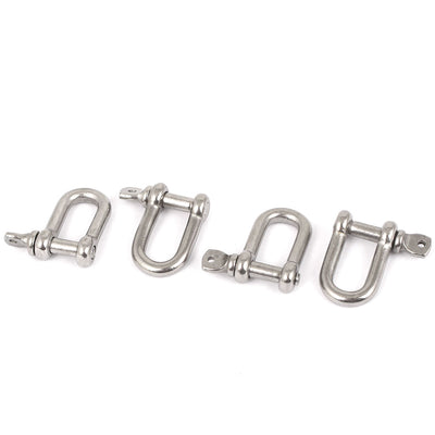 Harfington Stainless Steel Wire Rope Fastener Bow D Shackles Silver Tone 4PCS