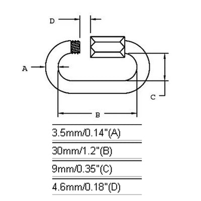 Harfington 3.5mm Thickness Quick Oval Screwlock Link Lock Hook Carabiner 3pcs
