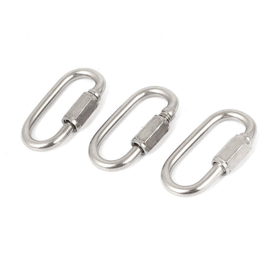Harfington 3.5mm Thickness Quick Oval Screwlock Link Lock Hook Carabiner 3pcs