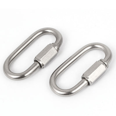 Harfington M5 Stainless Steel Quick Oval Screwlock Link Lock Hook Carabiner 2pcs