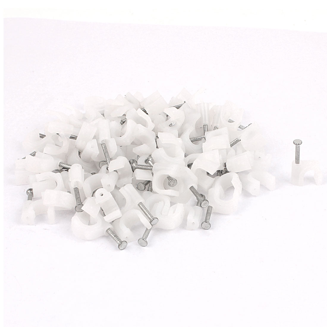 Harfington 90 Pcs White 6mm Diameter Coax Cable Inserting Circle Nail Clips