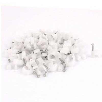 Harfington 90 Pcs White 6mm Diameter Coax Cable Inserting Circle Nail Clips