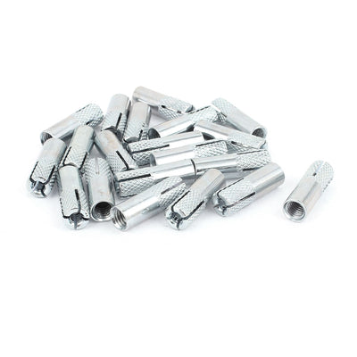 Harfington 20 Pcs 25mm Long Metal M6 Threaded Expansion Bolt Sleeve Anchors Tool