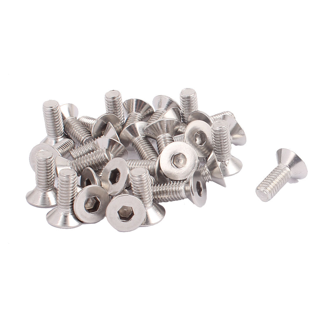 Harfington 30pcs M6 x 16mm Countersunk Head Phillips Hex Socket Bolts Furniture Machine Screws