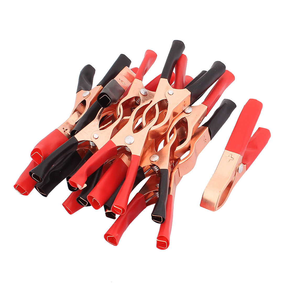 Harfington 16Pcs Golden Plated Car Battery Test Alligator Clip Red Black 30A