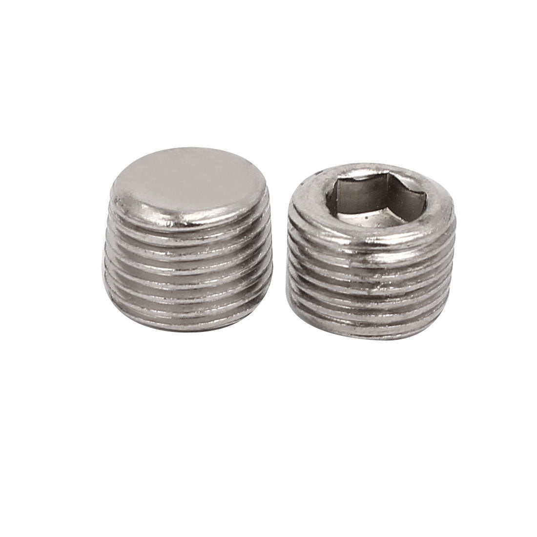 Harfington 17 Pcs 9mm 1/8 BSP Thread Internal Hex Head Pipe Connectors Stainless Steel Silver Tone