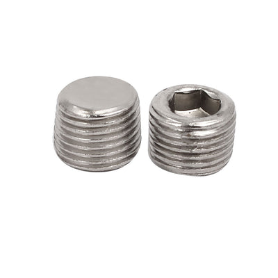 Harfington 17 Pcs 9mm 1/8 BSP Thread Internal Hex Head Pipe Connectors Stainless Steel Silver Tone