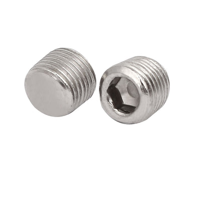 Harfington 17 Pcs 9mm 1/8 BSP Thread Internal Hex Head Pipe Connectors Stainless Steel Silver Tone