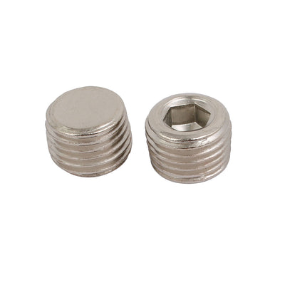 Harfington 17 Pcs 13mm 1/4 BSP Thread Internal Hex Head Pipe Connectors Stainless Steel Silver Tone