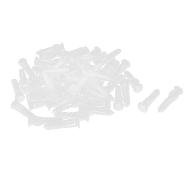 Harfington 30mm Length Plastic Expansion Bolt Wall Drywall Anchor White 60pcs