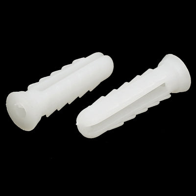 Harfington 25mm Length Plastic Expansion Bolt Wall Drywall Anchor White 100pcs
