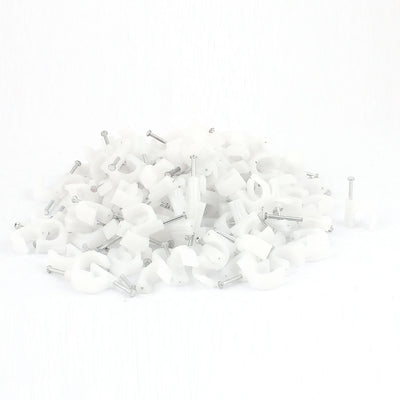 Harfington 160 Pcs Wall Mount 10mm Dia Electric Cable Circle Nail Clips Fasteners