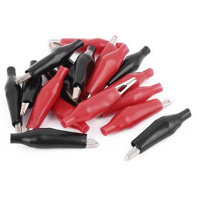 Harfington 18Pcs Red Black Insulated Crocodile Alligator Test Clip Clamp