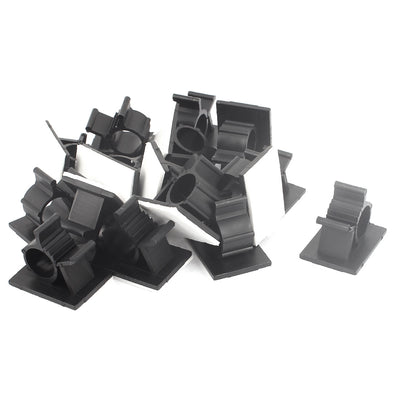 Harfington 16pcs Self-adhesive Wire Cable Tie Clamp Sticker Clip Holder Fixer Black