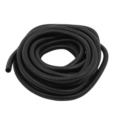 Harfington 15.5 M 12 x 15 mm Plastic Corrugated Conduit Tube for Garden,Office Black