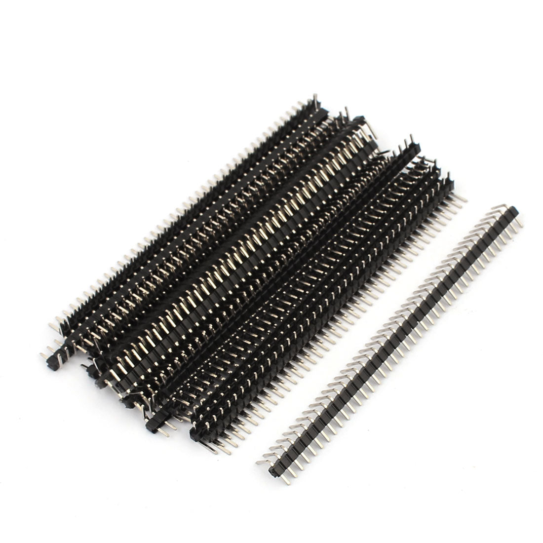 Harfington 18 Pcs Right Angle 40 Pin 2.54mm Single Row Pin Header Strip PCB Connector