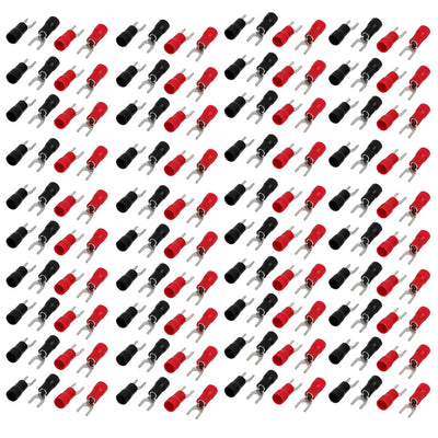 Harfington 160 Pcs SV3.5-4 AWG 14-12 Pre Insulated Fork Spade Terminal Black Red