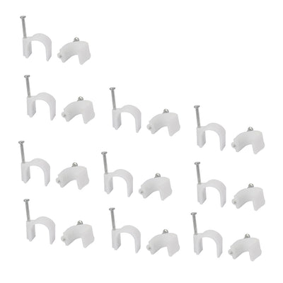 Harfington 20mm Dia Electric Cable Wire Bound Circle Nail Clips Fasteners 20pcs