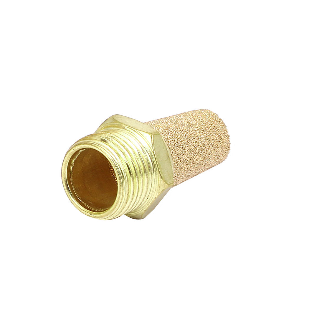 Harfington 16mm Thread Dia Silencer Noise Absorb Exhaust Pneumatic Muffler Gold Tone