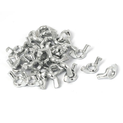 Harfington M8 Metal Butterfly Shape Fastener Wing Nut Silver Tone 30pcs