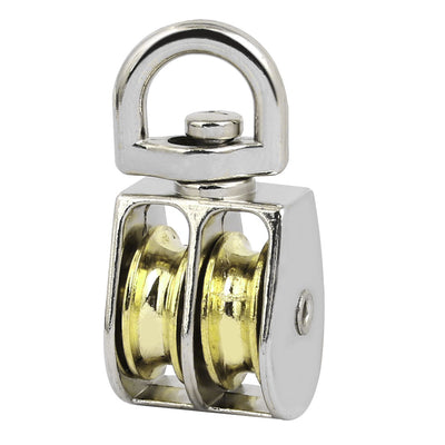 Harfington 14mm Diameter Double Sheave Universal Swiveling Head Lifting Pulley Block