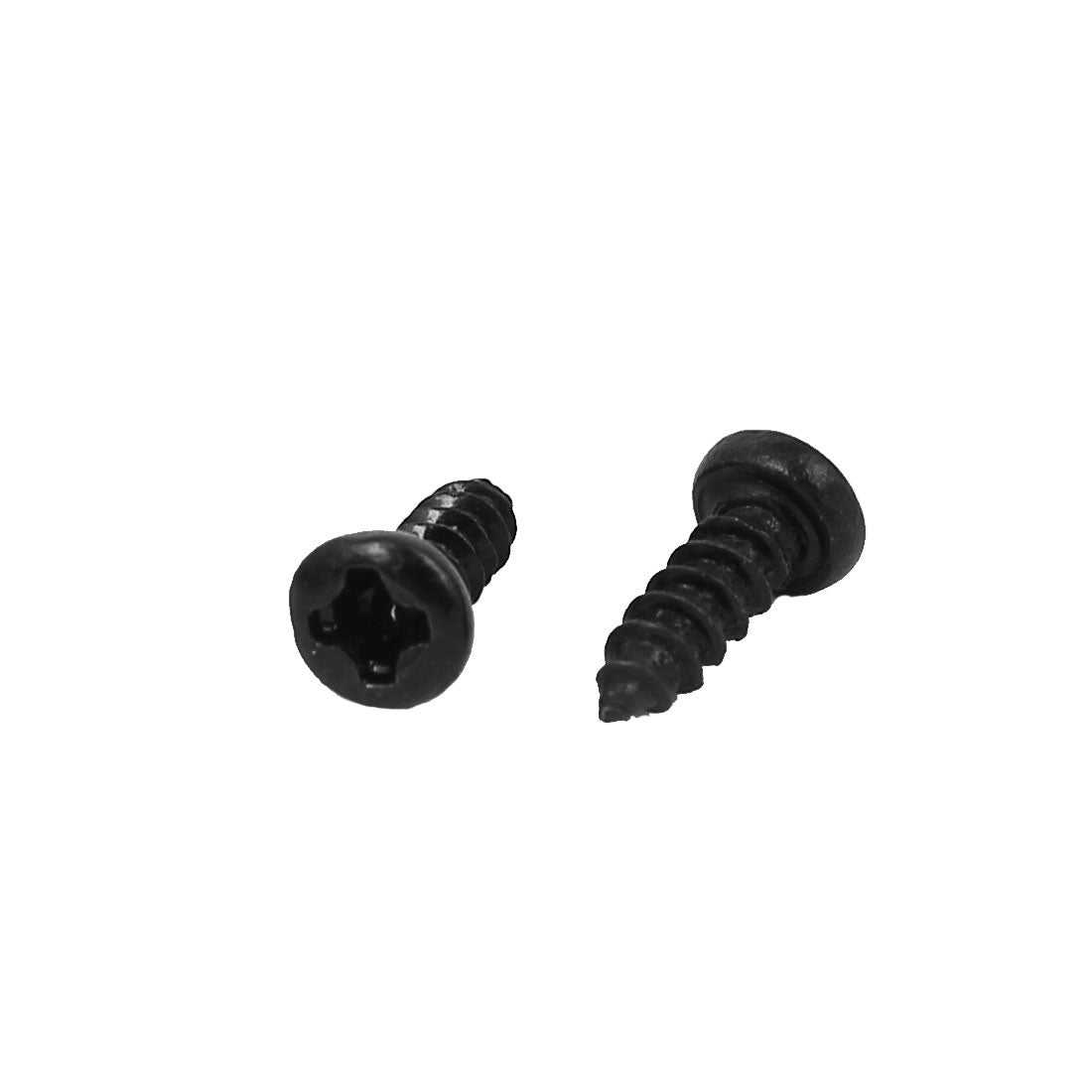 Harfington 2mm x 6mm Male Thread Phillips Round Head Metal Self Tapping Screw Black 300 Pcs