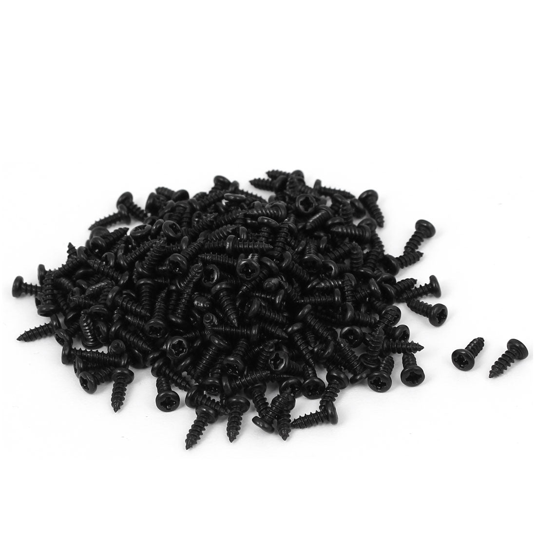 Harfington 2mm x 6mm Male Thread Phillips Round Head Metal Self Tapping Screw Black 300 Pcs