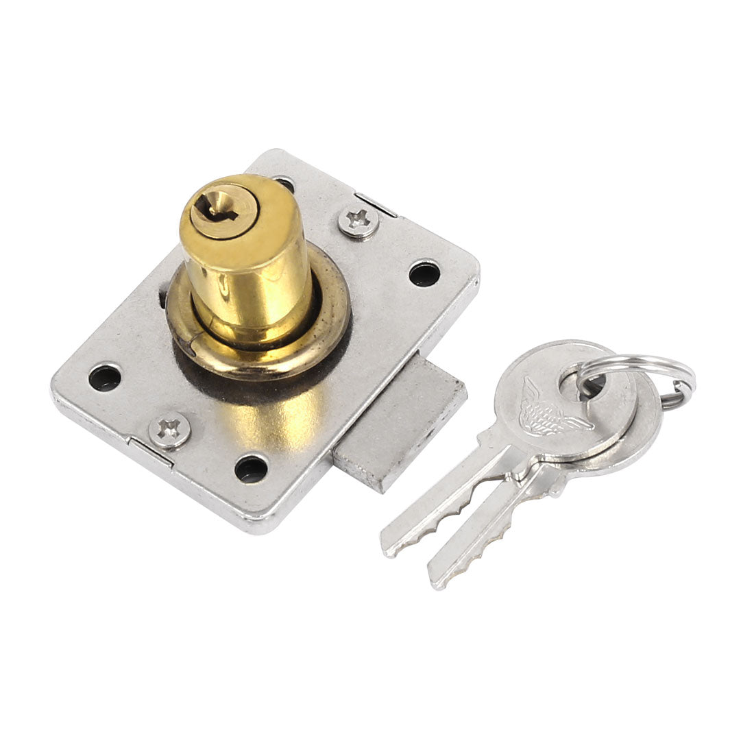 Harfington 15.2mm Cylinder Dia Rectangle Base Screw Fixed Security Deadbolt Desk Drawer Lock