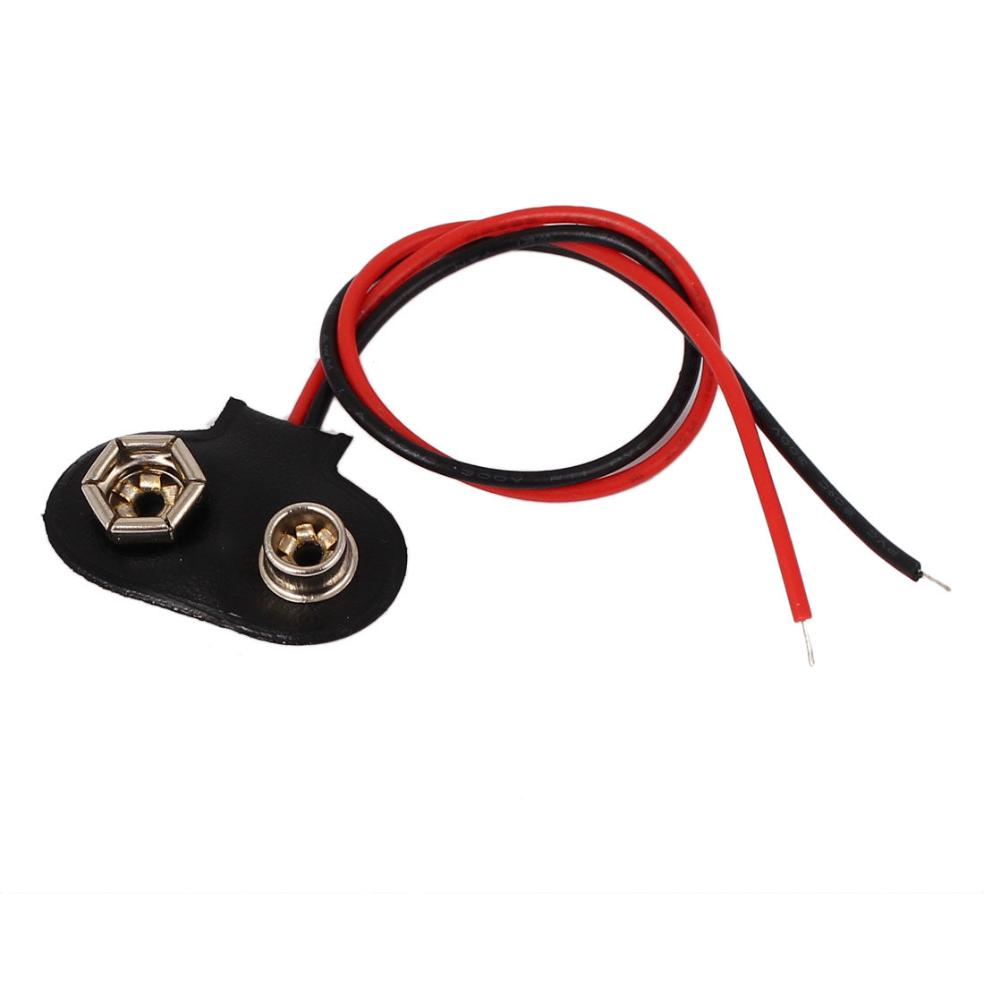 Harfington 15cm Wire Black Faux Leather 9V Block Battery Clips Buckles DIY Connector