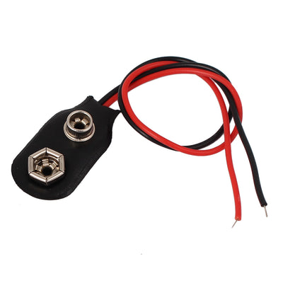 uxcell Uxcell 9V Block Battery Clips Faux Leather Buckle I-type Connectors Wire Lead 15cm Long