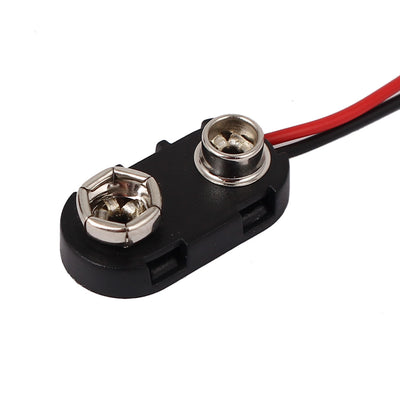 Harfington 15cm Length Black Red Double Cable Connection 9V Battery Clips Connector Buckle
