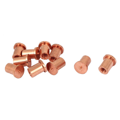 Harfington M4 x 10mm Female Thread Welding Stud Screws Copper Tone 10pcs