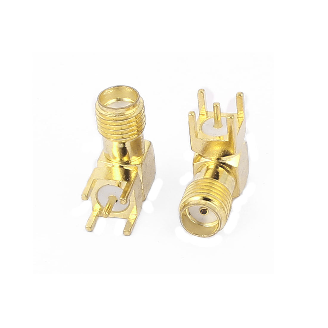 Harfington 14pcs Gold Tone SMA Female to Male 90 Degree Solder PCB Mount RF Connector