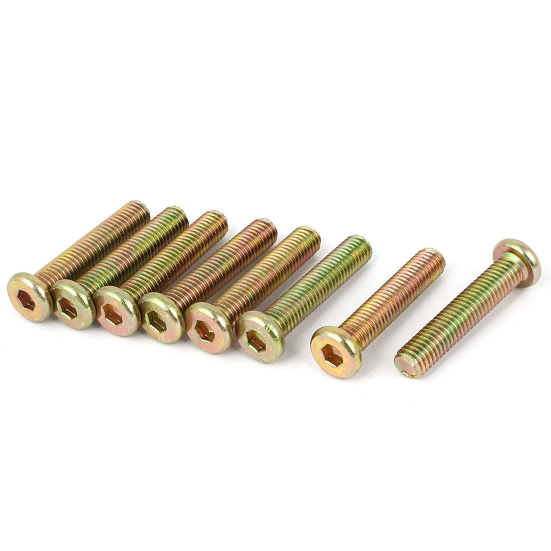 Harfington M8x40mm Male Threaded 1.25mm Pitch Hex Socket Head Cap Screw Bolt Bronze Tone 8pcs