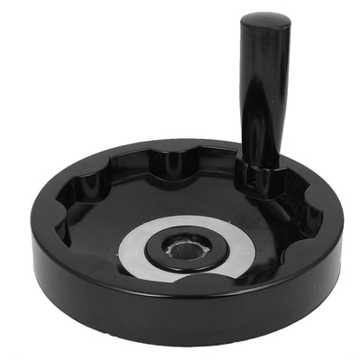 Harfington 16mm Dia Hole Milling Machine Folding Handle Inside Ripple Hand Wheel Black 155mm Wheel Dia