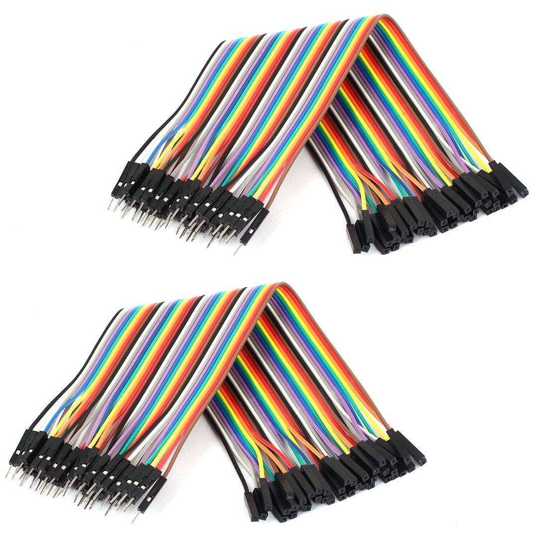 Harfington 0.66ft 40 Pin 40 Way M/F Connector IDC Flat Rainbow Ribbon Cable 2pcs
