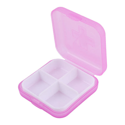 uxcell Uxcell Travel Plastic Square Shaped 4 Compartments Medicinal Pill Case Box  2pcs
