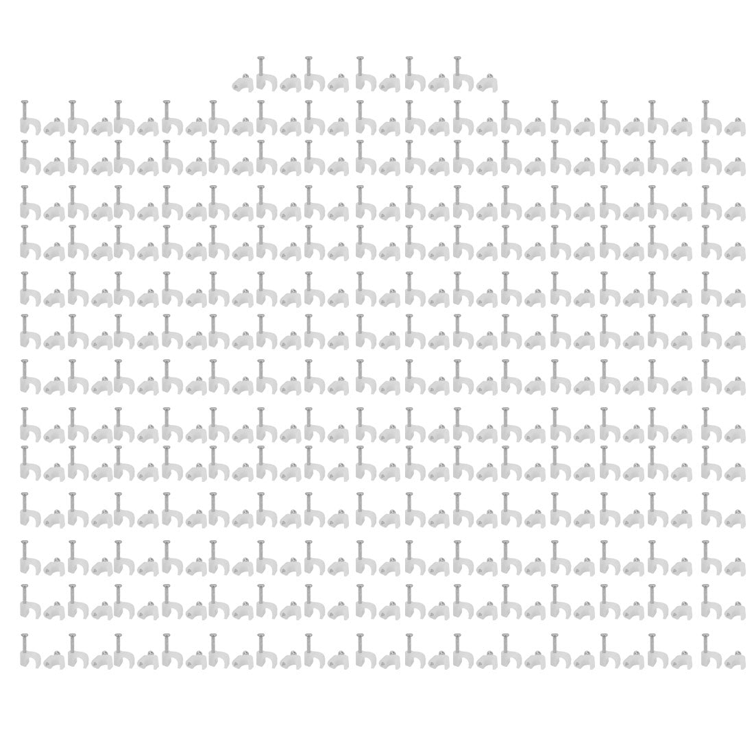 Harfington 400pcs Steel Nail PE Plastic Circle Wire Clip Clamp White for 4mm Dia Cable