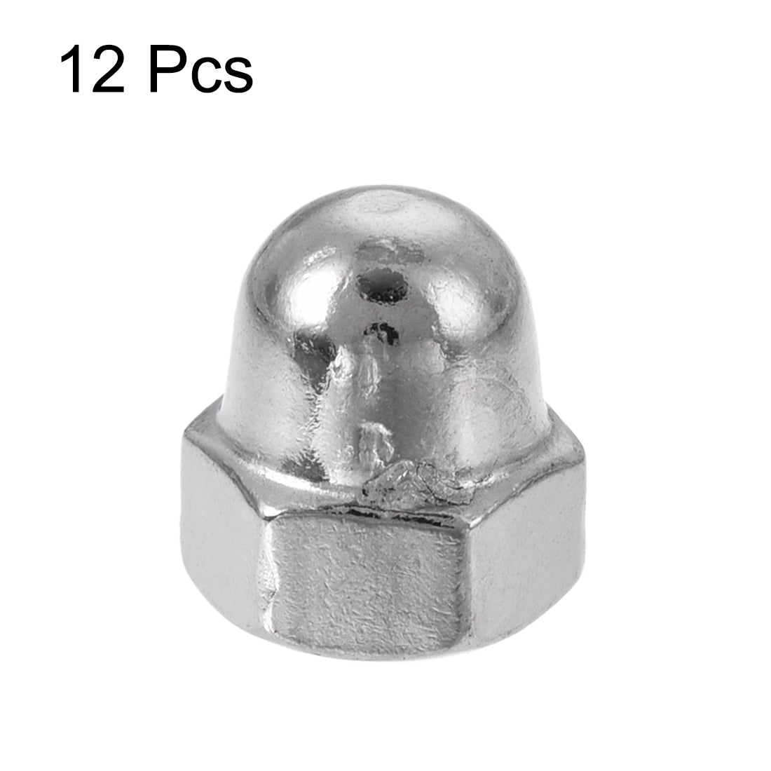 Harfington M4 x 0.7mm Stainless Steel Cap Acorn Hex Nuts Fastener Silver Tone 12pcs