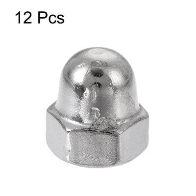 Harfington M4 x 0.7mm Stainless Steel Cap Acorn Hex Nuts Fastener Silver Tone 12pcs