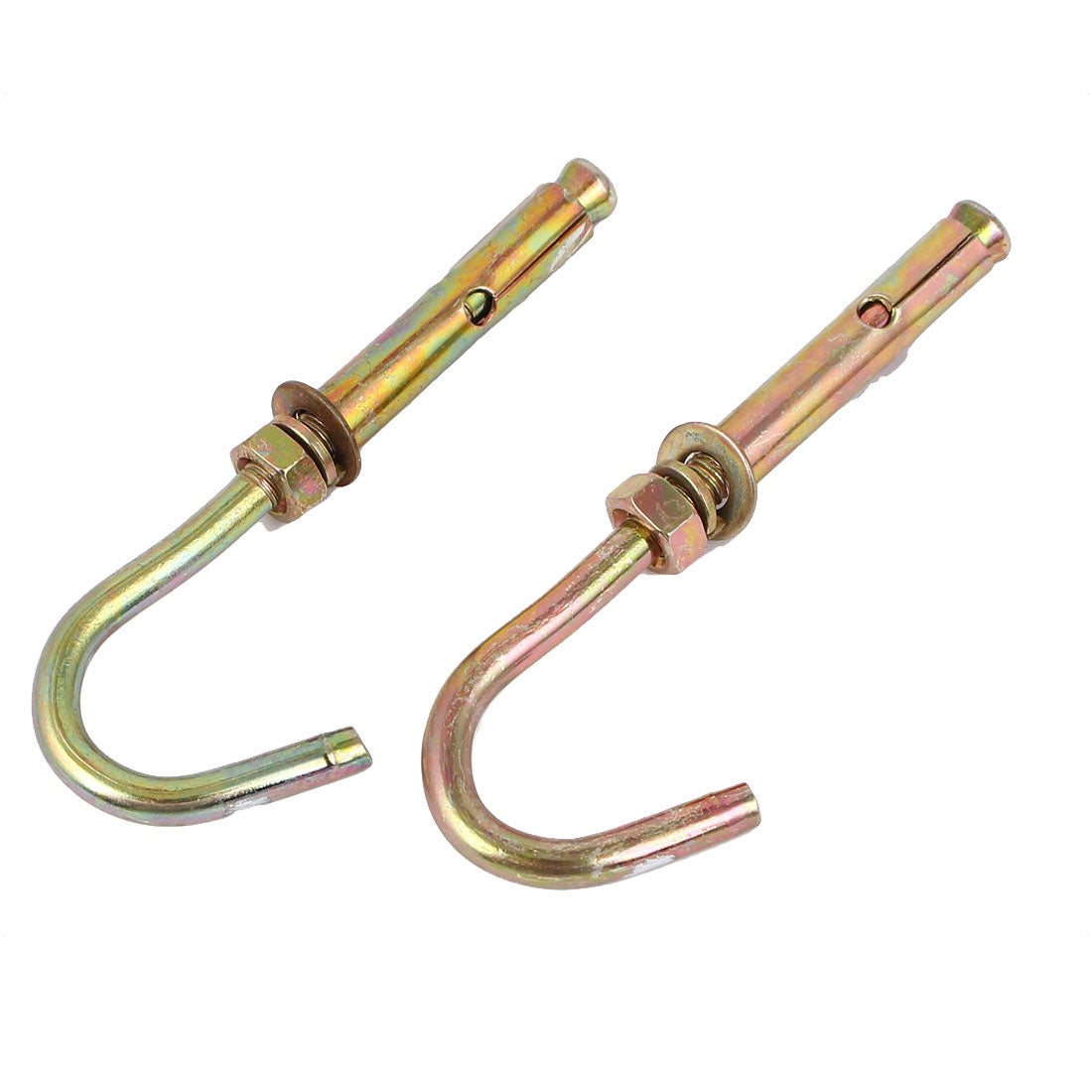 Harfington M6 Threaded Metal Expansion Open Hook Screws Anchor Bolts 88mm Long Bronze Tone 6pcs