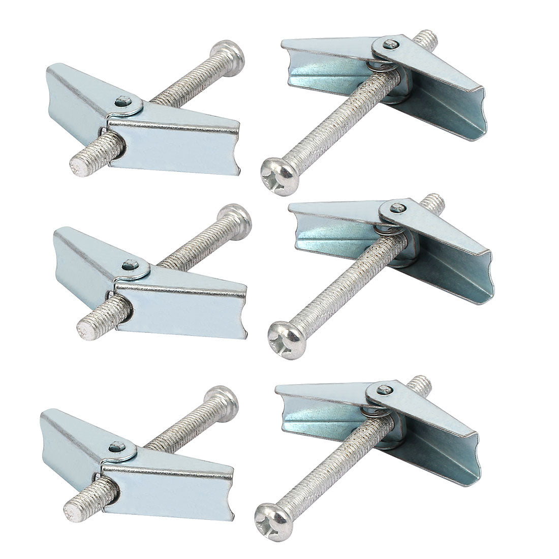 Harfington M6 x 60mm Male Thread Spring Loaded Hollow Wall Round Head Toggle Bolt 6pcs