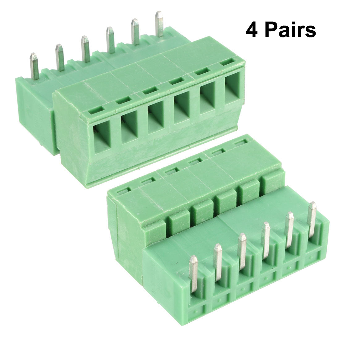 uxcell Uxcell 4 Pairs 3.81mm Pitch 6 Pin Male to Female PCB Pluggable Terminal Block Connector