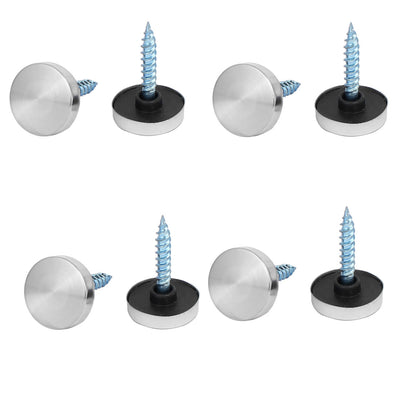 Harfington 16mm Dia 304 Stainless Steel Round Cap Nails Decorative Mirror Screws 8PCS