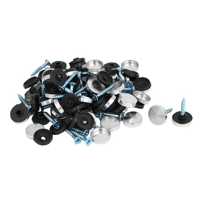 Harfington Glass Table 304 Stainless Steel Mirror Screws Cap Cover Nails 16mm Dia 40PCS